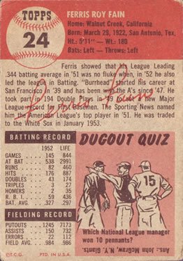 Ferris Fain  baseball card collectible - Main Image 2