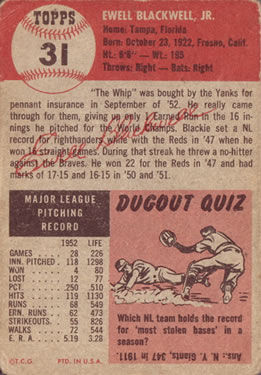 Ewell Blackwell  baseball card collectible - Main Image 2