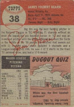 Jim Hearn  baseball card collectible - Main Image 2