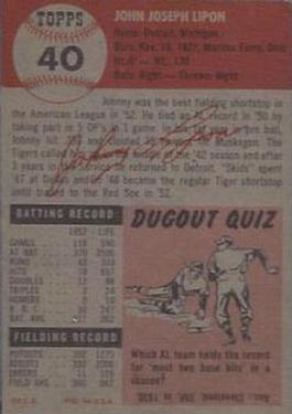 Johnny Lipon  baseball card collectible - Main Image 2