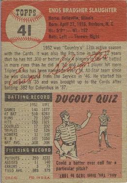 Enos Slaughter  baseball card collectible - Main Image 2