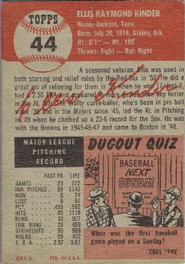 Ellis Kinder  baseball card collectible - Main Image 2