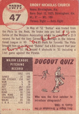 Bubba Church  baseball card collectible - Main Image 2