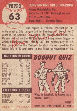 Gus Niarhos  baseball card collectible - Main Image 2