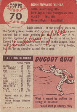 Ed Yuhas  baseball card collectible - Main Image 2