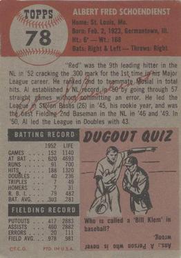 Al Schoendienst  baseball card collectible - Main Image 2