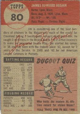 Jim Hegan  baseball card collectible - Main Image 2