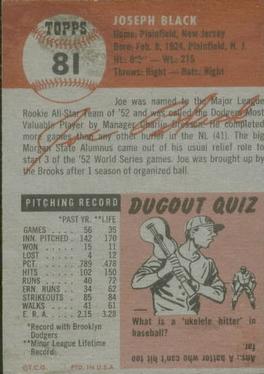 Joe Black  baseball card collectible - Main Image 2