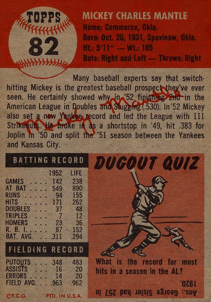 Mickey Mantle  baseball card collectible - Main Image 2