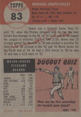 Howie Pollet  baseball card collectible - Main Image 2