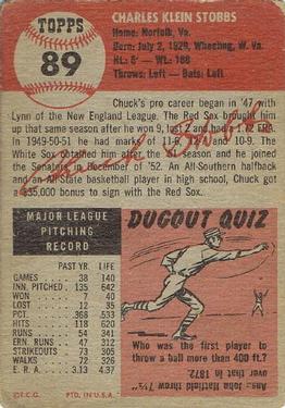 Chuck Stobbs  baseball card collectible - Main Image 2