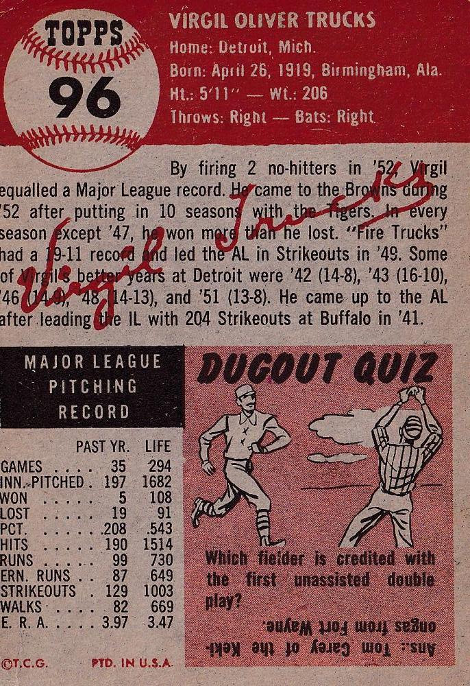 Virgil Trucks  baseball card collectible - Main Image 2