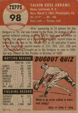 Cal Abrams  baseball card collectible - Main Image 2