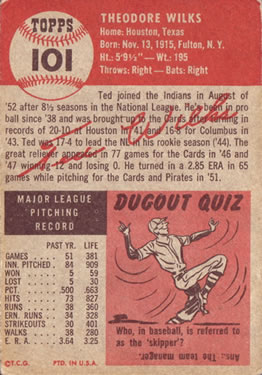 Ted Wilks  baseball card collectible - Main Image 2