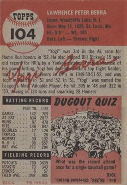 Yogi Berra  baseball card collectible - Main Image 2