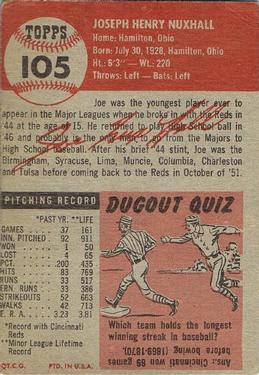 Joe Nuxhall  baseball card collectible - Main Image 2