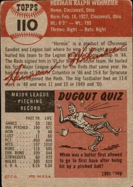 Herman Wehmeier  baseball card collectible - Main Image 2