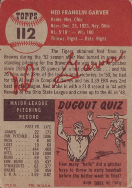 Ned Garver  baseball card collectible - Main Image 2