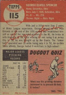 George Spencer  baseball card collectible - Main Image 2