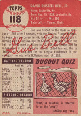 Gus Bell  baseball card collectible - Main Image 2