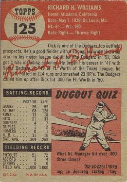 Dick Williams  baseball card collectible - Main Image 2