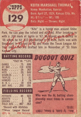 Keith Thomas  baseball card collectible - Main Image 2