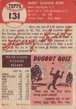 Harry Byrd  baseball card collectible - Main Image 2