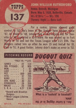 John Rutherford  baseball card collectible - Main Image 2