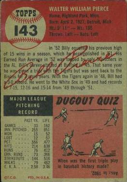 Billy Pierce  baseball card collectible - Main Image 2