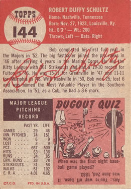 Bob Schultz  baseball card collectible - Main Image 2