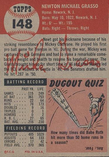 Mickey Grasso  baseball card collectible - Main Image 2