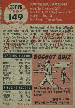 Dom DiMaggio  baseball card collectible - Main Image 2