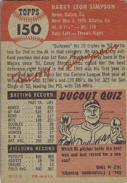 Harry Simpson  baseball card collectible - Main Image 2