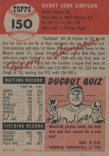 Harry Simpson  baseball card collectible - Main Image 2