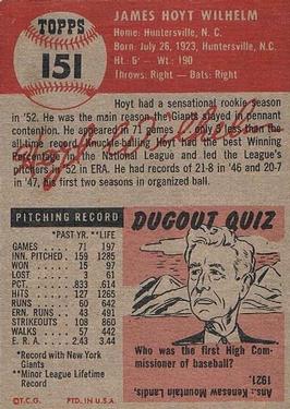 Hoyt Wilhelm  baseball card collectible - Main Image 2