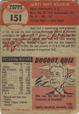 Hoyt Wilhelm  baseball card collectible - Main Image 2