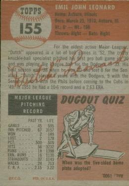 Dutch Leonard  baseball card collectible - Main Image 2