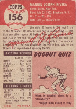 Jim Rivera  baseball card collectible - Main Image 2