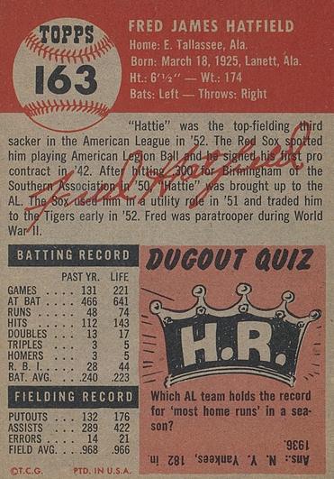 Fred Hatfield  baseball card collectible - Main Image 2