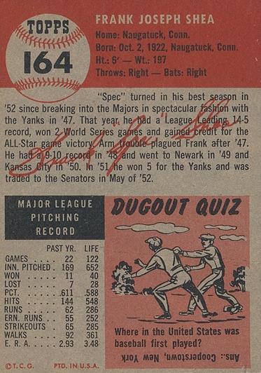 Frank Shea  baseball card collectible - Main Image 2