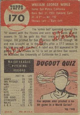 Bill Werle  baseball card collectible - Main Image 2