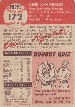 Rip Repulski  baseball card collectible - Main Image 2