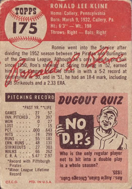 Ron Kline  baseball card collectible - Main Image 2