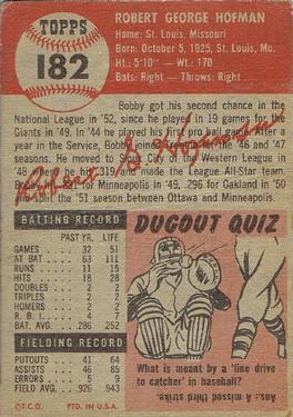 Bobby Hofman  baseball card collectible - Main Image 2