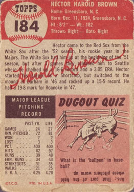 Hal Brown  baseball card collectible - Main Image 2