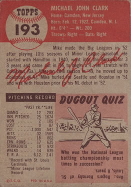 Mike Clark  baseball card collectible - Main Image 2