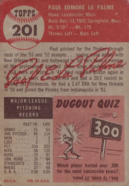 Paul LaPalme  baseball card collectible - Main Image 2