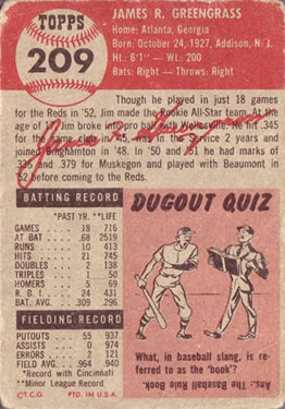 Jim Greengrass  baseball card collectible - Main Image 2