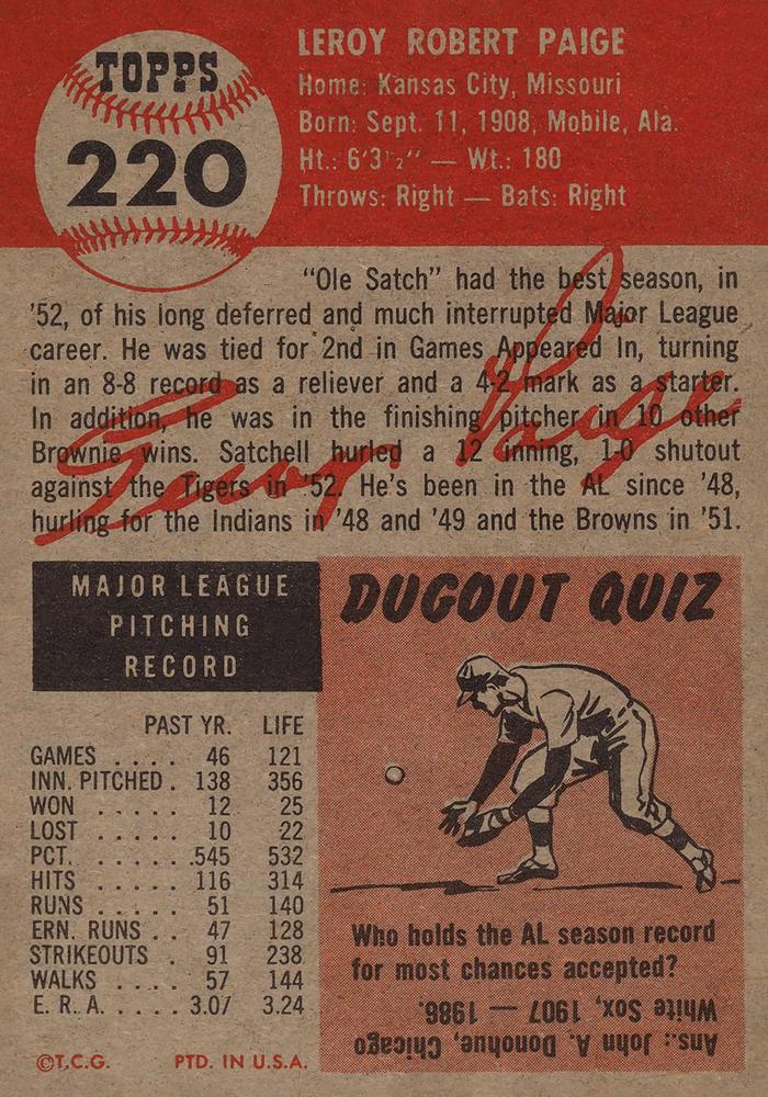 Satchel Paige  baseball card collectible - Main Image 2