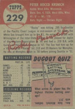 Rocky Krsnich  baseball card collectible - Main Image 2